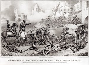 モントレーの襲撃。 1847年の1846年の司教の宮殿への攻撃 作： American School